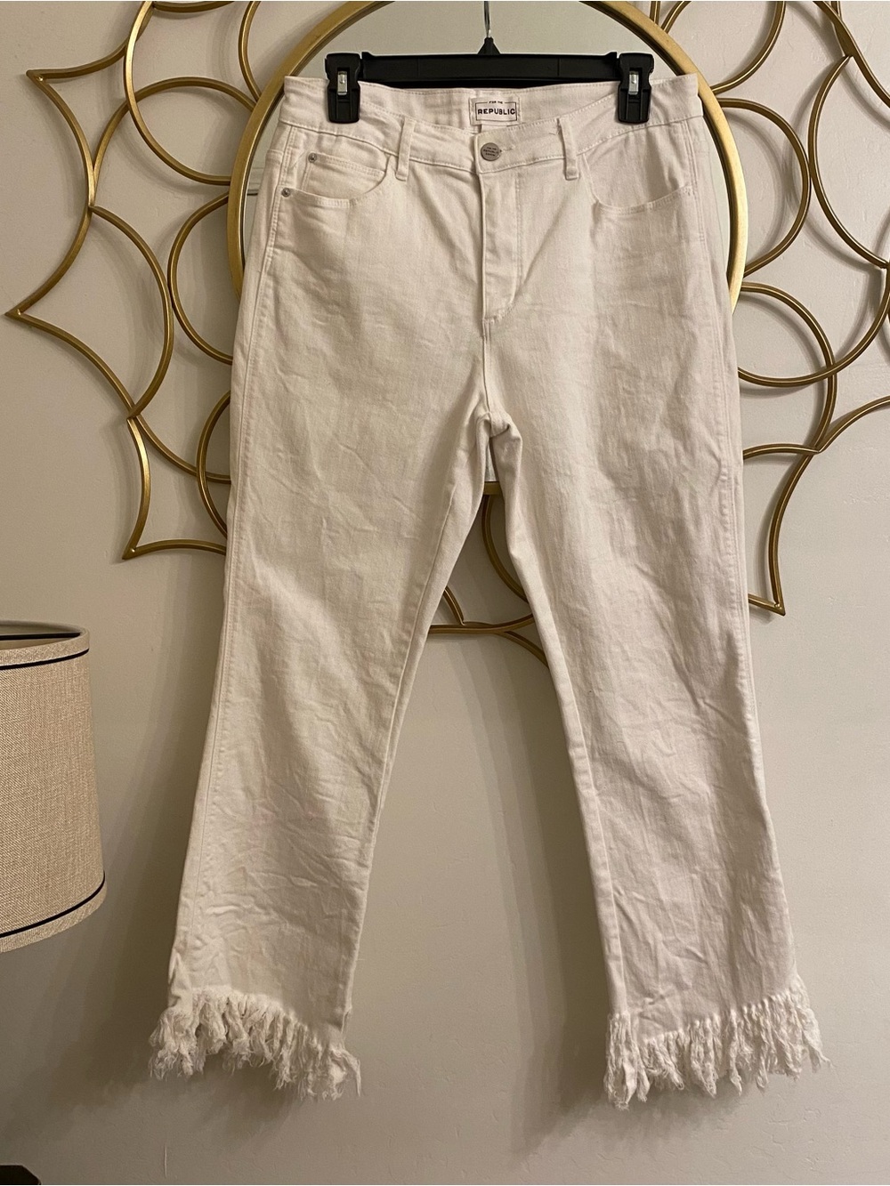 For The Republic White Denim Frayed Hem Ankle Jeans Women’s 4 Boho Distressed